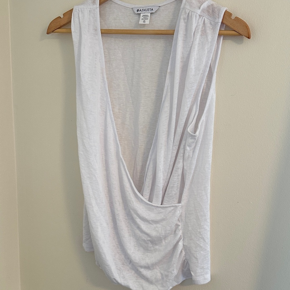 Athleta Soft White Draped Tank Top - Picture 3 of 4